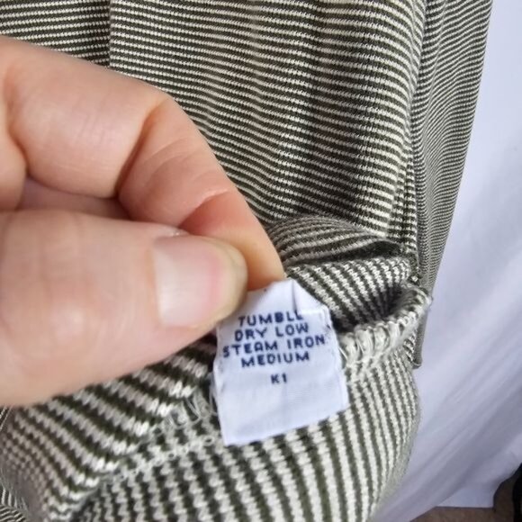 Polo Sport Mens Olive Striped Crewneck Pullover Sz L 100% Cotton Ribbed Cuffs - Picture 6 of 9